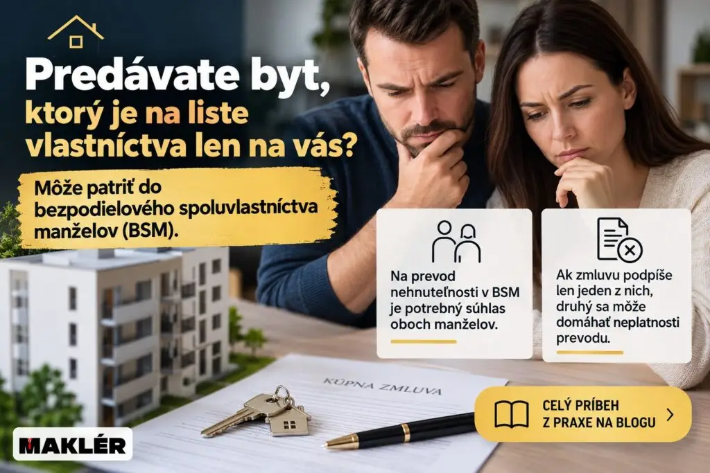 Manželia nad kúpnou zmluvou – predaj bytu v bezpodielovom spoluvlastníctve manželov (BSM)